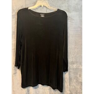 City Knits Women's Black Velvet Tunic Top Long Sleeve Comfortable‎ Size Large